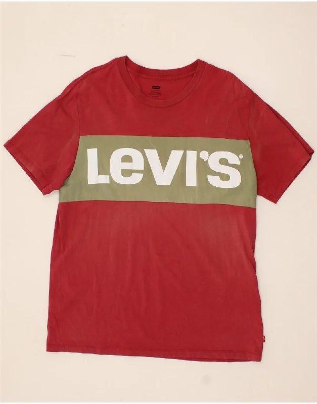 LEVI'S Mens Graphic T-Shirt Top XL Red Cotton-- Houndstooth Herringbone Solid