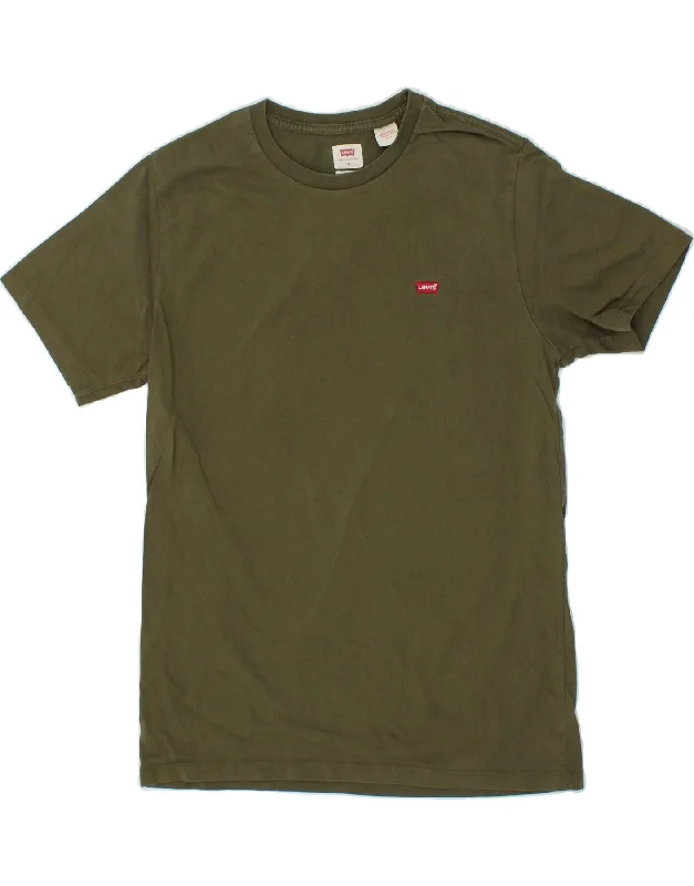 LEVI'S Mens Standard T-Shirt Top Medium Khaki Cotton-- Satin Blend Silk Blend Wool Blend LEVI'S Mens Standard T-Shirt Top Medium Khaki Cotton-- Satin Blend Silk Blend Wool Blend