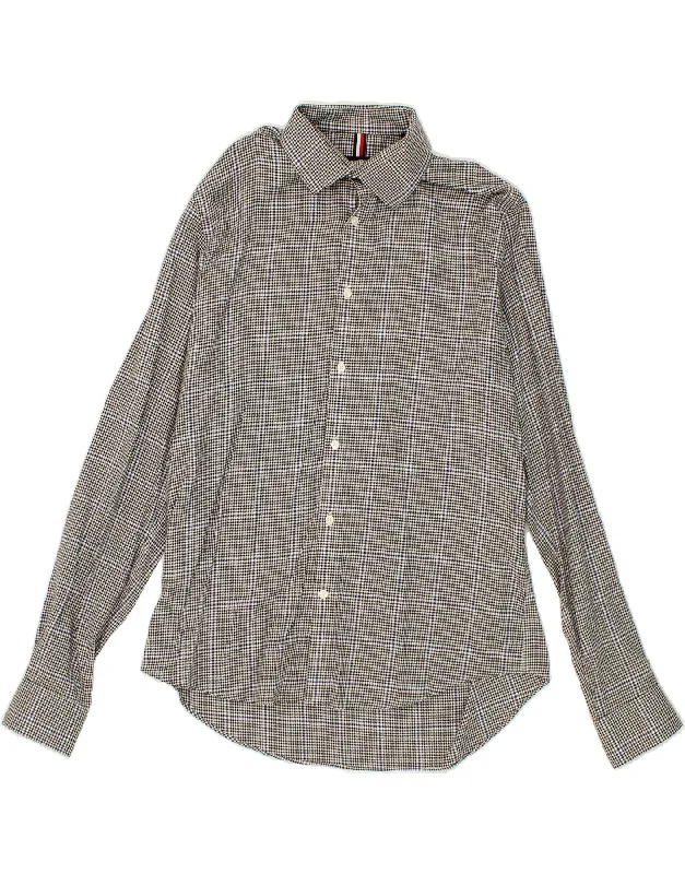 TOMMY HILFIGER Mens Stretch Slim Fit Shirt Size 17 36 37 XL Grey-- Mesh Canvas Denim TOMMY HILFIGER Mens Stretch Slim Fit Shirt Size 17 36 37 XL Grey-- Mesh Canvas Denim