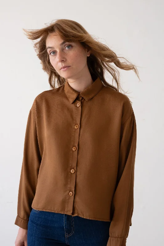 Tait Oversized Shirt 100% Tencel in Terracotta-- Ribbed T-Shirt High Neck Heavyweight Tait Oversized Shirt 100% Tencel in Terracotta-- Ribbed T-Shirt High Neck Heavyweight