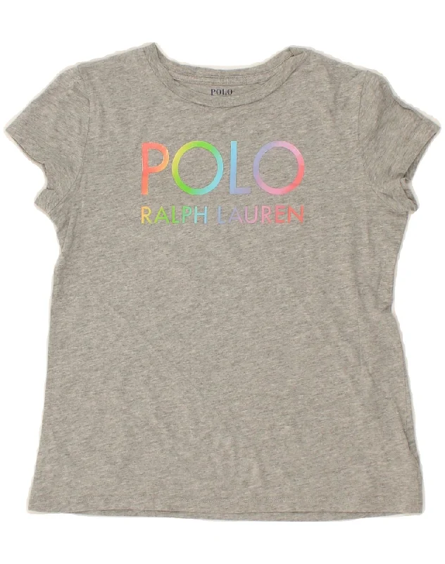 POLO RALPH LAUREN Girls Graphic T-Shirt Top 12-13 Years Large Grey Cotton-- Embroidered Appliqued Beaded POLO RALPH LAUREN Girls Graphic T-Shirt Top 12-13 Years Large Grey Cotton-- Embroidered Appliqued Beaded