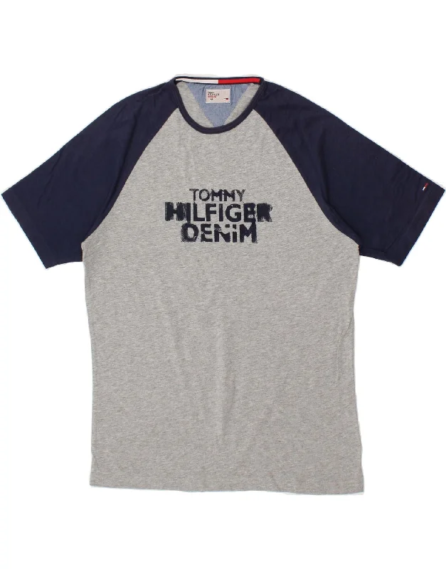 TOMMY HILFIGER Mens Graphic T-Shirt Top Medium Grey Colourblock Cotton-- Satin Blend Silk Blend Wool Blend TOMMY HILFIGER Mens Graphic T-Shirt Top Medium Grey Colourblock Cotton-- Satin Blend Silk Blend Wool Blend