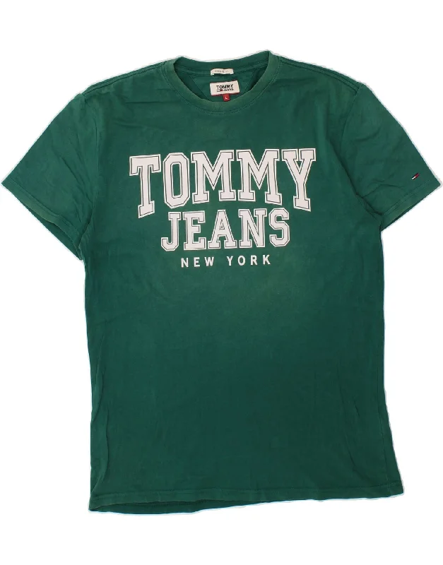 TOMMY HILFIGER Mens Regular Fit Graphic T-Shirt Top Large Green Cotton-- Chenille Brocade Lace TOMMY HILFIGER Mens Regular Fit Graphic T-Shirt Top Large Green Cotton-- Chenille Brocade Lace
