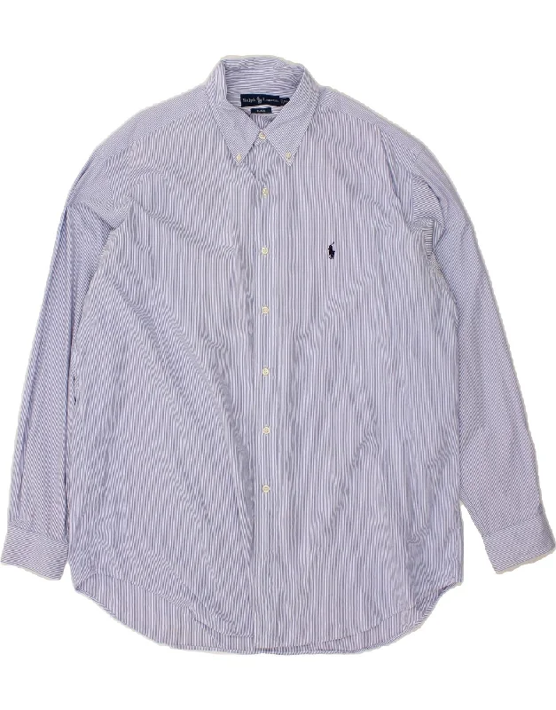 RALPH LAUREN Mens Blake Loose Fit Shirt XL Blue Pinstripe Cotton-- Cotton Fabric Linen Fabric Terry Fabric RALPH LAUREN Mens Blake Loose Fit Shirt XL Blue Pinstripe Cotton-- Cotton Fabric Linen Fabric Terry Fabric