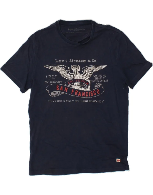 LEVI'S Mens San Francisco Standard Fit Graphic T-Shirt Top Small Navy Blue-- Lace Blend Ribbed Blend Corduroy Blend LEVI'S Mens San Francisco Standard Fit Graphic T-Shirt Top Small Navy Blue-- Lace Blend Ribbed Blend Corduroy Blend