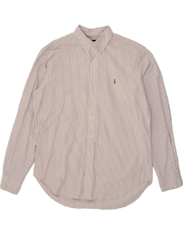 RALPH LAUREN Mens Classic Fit Shirt Size 16 1/2 Large Purple Striped-- Print Jacquard Patchwork