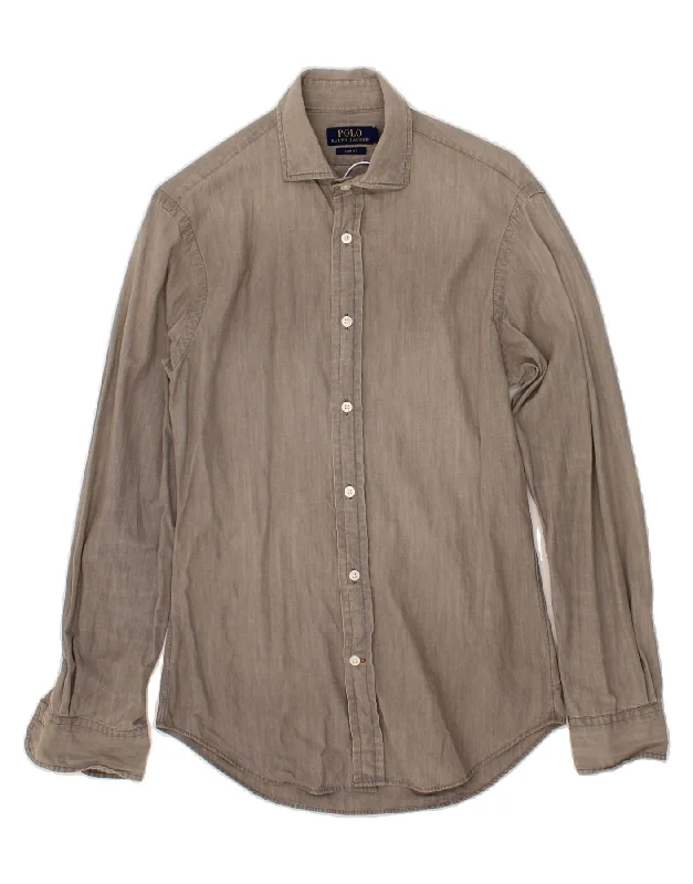 POLO RALPH LAUREN Mens Slim Fit Shirt Small Brown Cotton-- Chenille Fabric Brocade Fabric Lace Fabric POLO RALPH LAUREN Mens Slim Fit Shirt Small Brown Cotton-- Chenille Fabric Brocade Fabric Lace Fabric