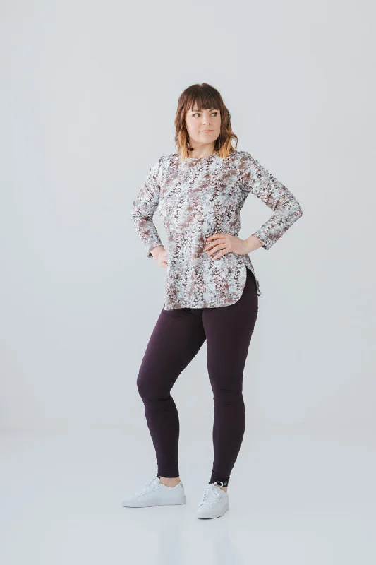 Slit Shirt Starflower-- Graphic T-Shirt Round Neck Polyester