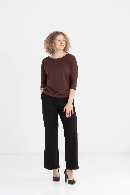 Cotton Shirt Brown-- Welt Pockets Slit Pockets