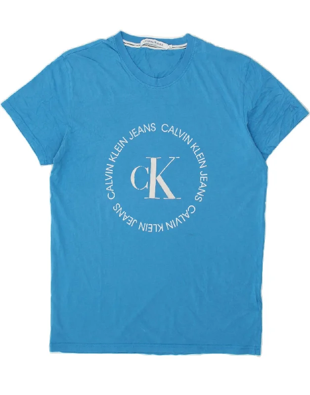 CALVIN KLEIN JEANS Mens Graphic T-Shirt Top Large Blue Cotton-- Fashionable Trendy Casual CALVIN KLEIN JEANS Mens Graphic T-Shirt Top Large Blue Cotton-- Fashionable Trendy Casual