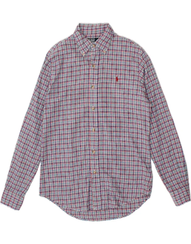 POLO RALPH LAUREN Mens Custom Fit Shirt Small Blue Check Cotton-- Polka Dot Checkered Tartan POLO RALPH LAUREN Mens Custom Fit Shirt Small Blue Check Cotton-- Polka Dot Checkered Tartan