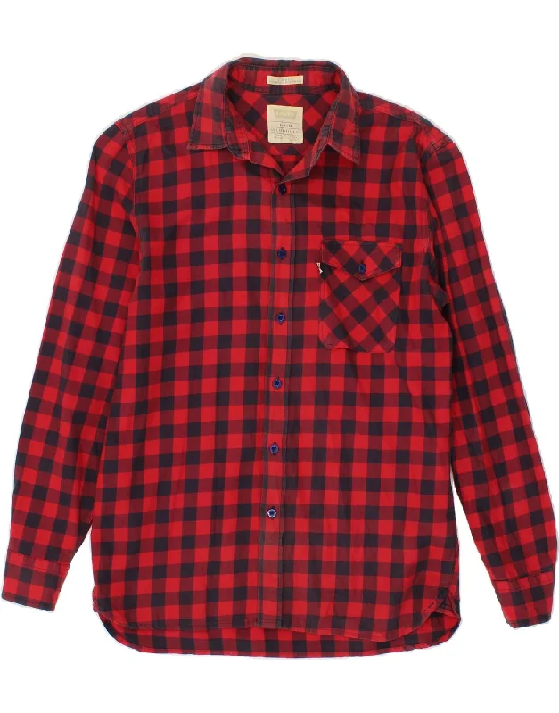 LEVI'S Mens Standard Fit Flannel Shirt Small Red Gingham-- Denim Fabric Leather Fabric Suede Fabric LEVI'S Mens Standard Fit Flannel Shirt Small Red Gingham-- Denim Fabric Leather Fabric Suede Fabric