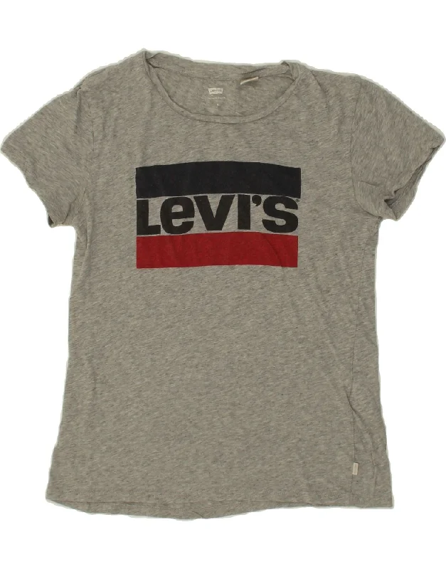 LEVI'S Womens Graphic T-Shirt Top UK 10 Small Grey Cotton-- Chenille Blend Fleece Blend Nylon Blend LEVI'S Womens Graphic T-Shirt Top UK 10 Small Grey Cotton-- Chenille Blend Fleece Blend Nylon Blend