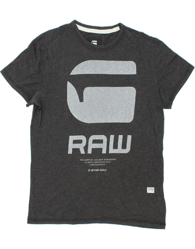 G-STAR Mens Regular Fit Graphic T-Shirt Top Medium Grey Cotton-- Solid Print Embellished G-STAR Mens Regular Fit Graphic T-Shirt Top Medium Grey Cotton-- Solid Print Embellished
