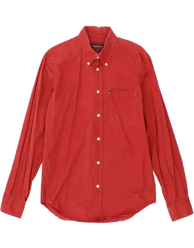 MARLBORO CLASSICS Mens Shirt Medium Red Cotton-- Anti-Shrink Durable Soft