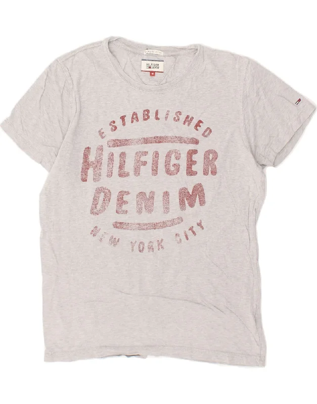 TOMMY HILFIGER Mens Graphic T-Shirt Top Medium Grey Cotton-- Silk Blend Satin Velvet TOMMY HILFIGER Mens Graphic T-Shirt Top Medium Grey Cotton-- Silk Blend Satin Velvet