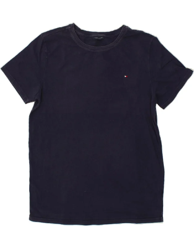 TOMMY HILFIGER Mens T-Shirt Top Medium Navy Blue-- Hooded Caped Shawl Collar