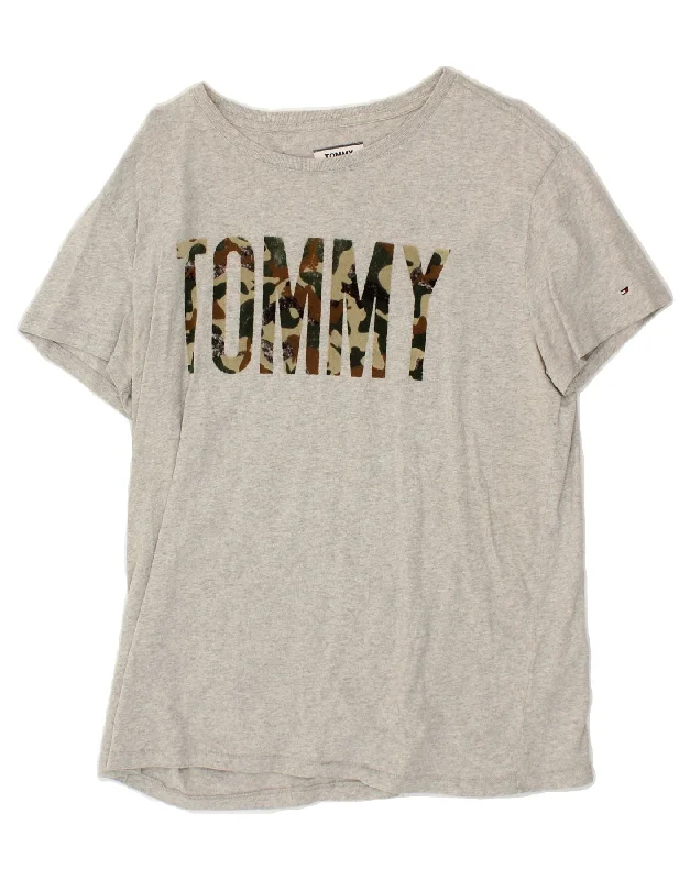 TOMMY HILFIGER Womens Graphic T-Shirt Top UK 16 Large Grey-- Cashmere Blend Cotton Blend Poly Blend TOMMY HILFIGER Womens Graphic T-Shirt Top UK 16 Large Grey-- Cashmere Blend Cotton Blend Poly Blend