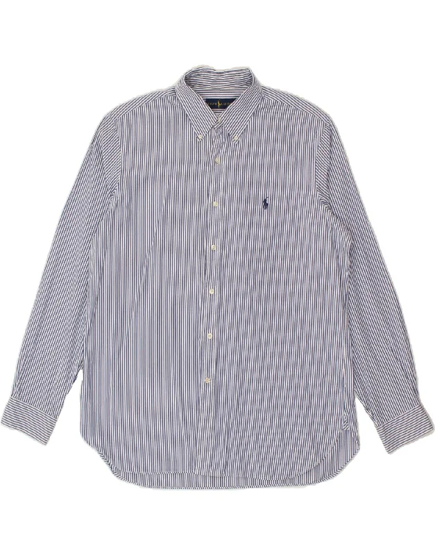 RALPH LAUREN Mens Shirt Size 42 16 1/2 Large Blue Pinstripe Cotton-- Iron Safe Non-Iron Wrinkle Free RALPH LAUREN Mens Shirt Size 42 16 1/2 Large Blue Pinstripe Cotton-- Iron Safe Non-Iron Wrinkle Free