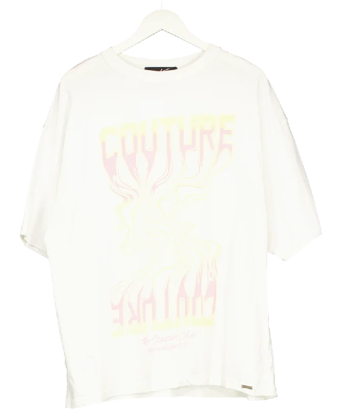 The Couture Club White Oversized T-shirt UK XXL-- Zippered Front Buttoned Front Snap Front The Couture Club White Oversized T-shirt UK XXL-- Zippered Front Buttoned Front Snap Front