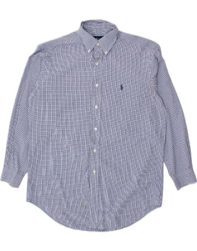 RALPH LAUREN Mens Yarmouth Loose Fit Shirt Size 15 1/2 Medium Blue Gingham-- Oversized T-Shirt Spandex breathable RALPH LAUREN Mens Yarmouth Loose Fit Shirt Size 15 1/2 Medium Blue Gingham-- Oversized T-Shirt Spandex breathable