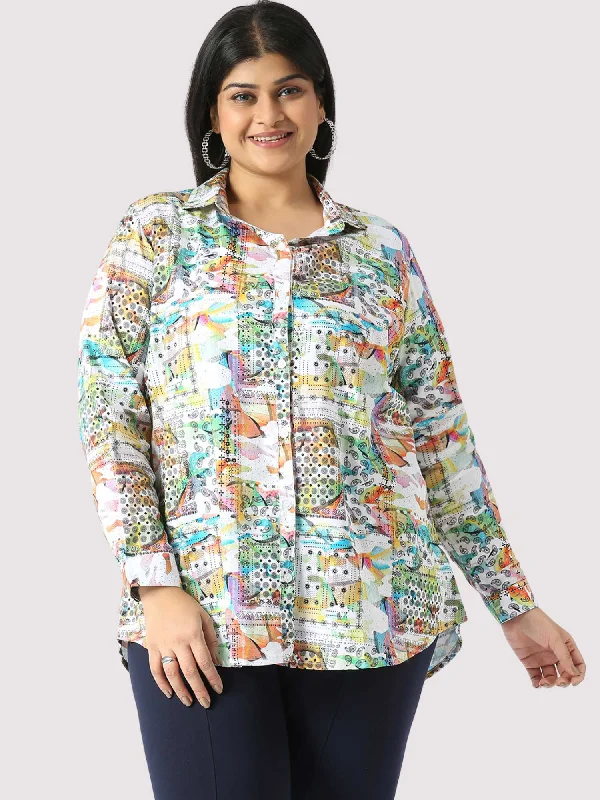 Apricot Digital Printed Women's Plus Size Short Shirt-- Collared T-Shirt Boat Neck A-Line Apricot Digital Printed Women's Plus Size Short Shirt-- Collared T-Shirt Boat Neck A-Line