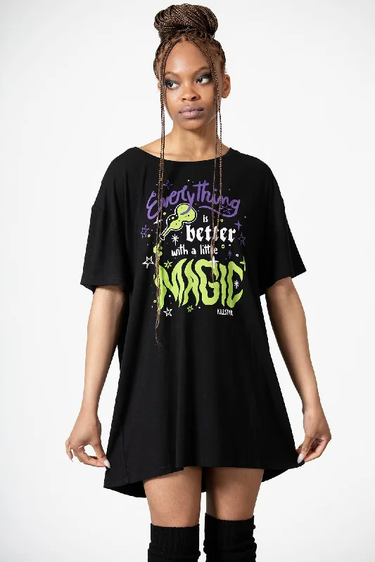Magic Rest T-Shirt Dress-- Cashmere Blend Cotton Blend Poly Blend