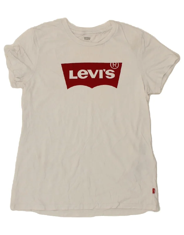LEVI'S Womens Graphic T-Shirt Top UK 12 Medium White Cotton-- Polka Dot Checkered Tartan LEVI'S Womens Graphic T-Shirt Top UK 12 Medium White Cotton-- Polka Dot Checkered Tartan
