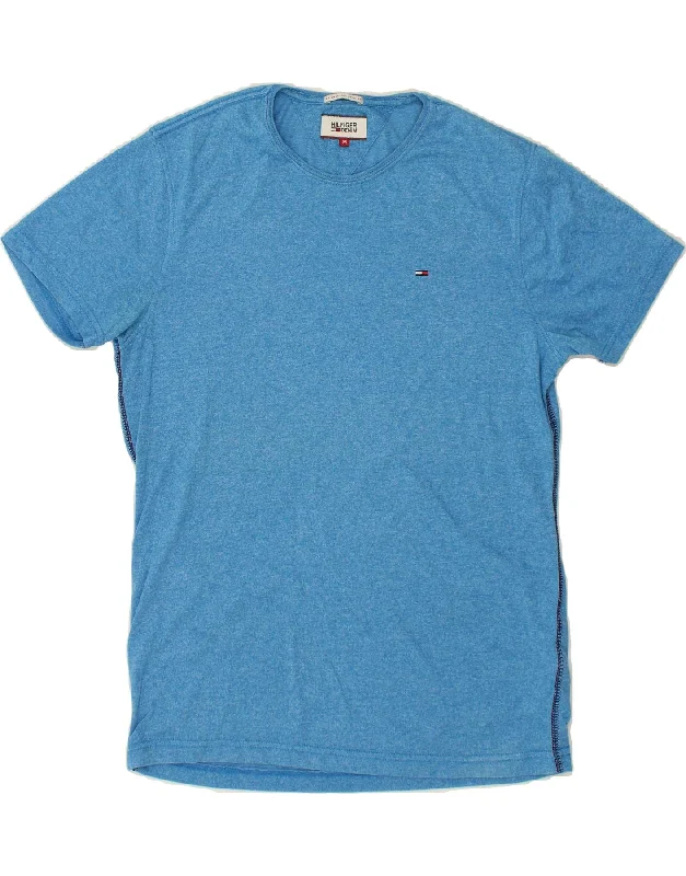 TOMMY HILFIGER Mens T-Shirt Top Medium Blue Flecked Polyester-- Silk Blend Satin Velvet TOMMY HILFIGER Mens T-Shirt Top Medium Blue Flecked Polyester-- Silk Blend Satin Velvet