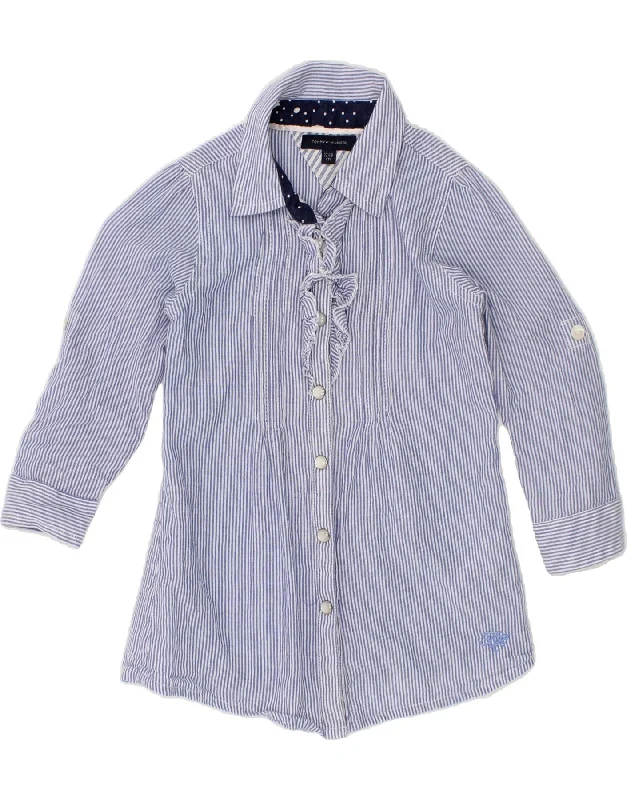 TOMMY HILFIGER Baby Girls Ruffle Front Shirt 12-18 Months Blue Striped-- Seamless Knitted Crochet TOMMY HILFIGER Baby Girls Ruffle Front Shirt 12-18 Months Blue Striped-- Seamless Knitted Crochet