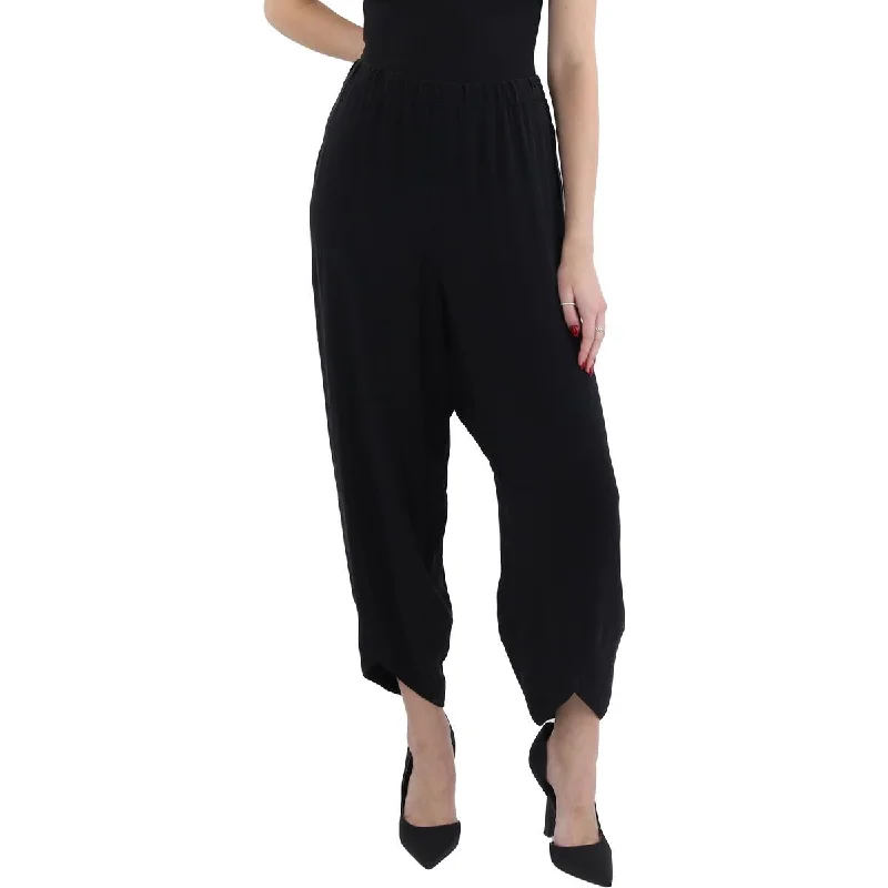 Womens High Rise Pull On Ankle Pants Classic Bootcut Trousers