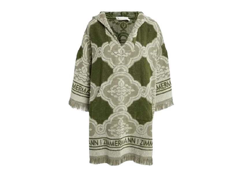 ZIMMERMANN Hooded Chintz Mini Dress Fashionable Lace-Trim Mini Dress