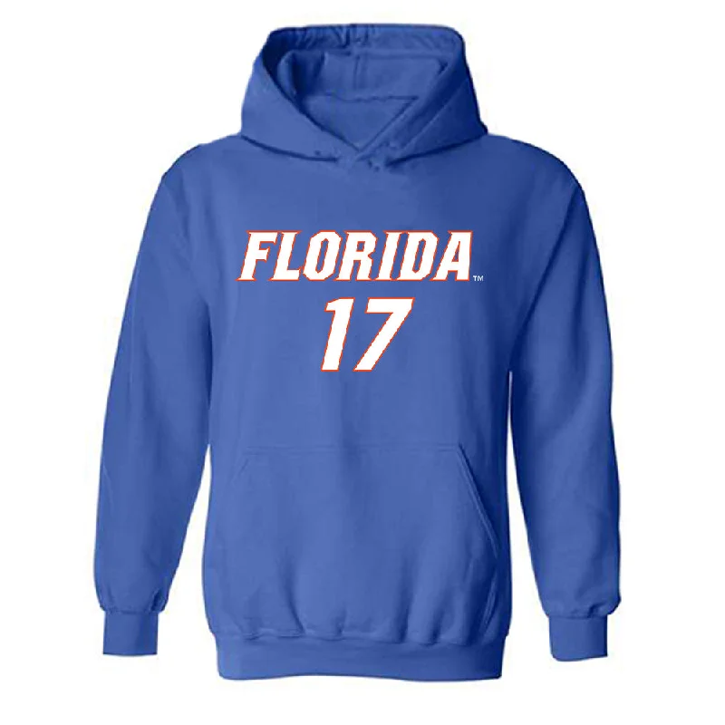 Florida - NCAA Women's Soccer : Delaney Tellex - Replica Shersey Hooded Sweatshirt Hoodie with Color Block Contrast Stylish Florida - NCAA Women's Soccer : Delaney Tellex - Replica Shersey Hooded Sweatshirt Hoodie with Color Block Contrast Stylish