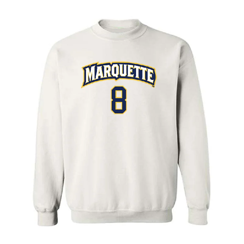 Marquette - NCAA Women's Soccer : Josephine Bieda - White Replica Shersey Sweatshirt Hoodie with Toggle Buttons Decorative Unique Marquette - NCAA Women's Soccer : Josephine Bieda - White Replica Shersey Sweatshirt Hoodie with Toggle Buttons Decorative Unique