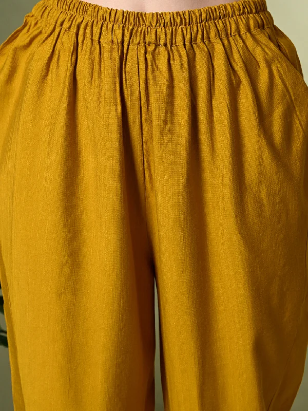 Myshka Women's Embroidered V-Neck Bell Sleeves Kurta & Dhoti Pants With Dupatta Sets in Mustard Color Stylish Paperbag Waist Pants Myshka Women's Embroidered V-Neck Bell Sleeves Kurta & Dhoti Pants With Dupatta Sets in Mustard Color Stylish Paperbag Waist Pants