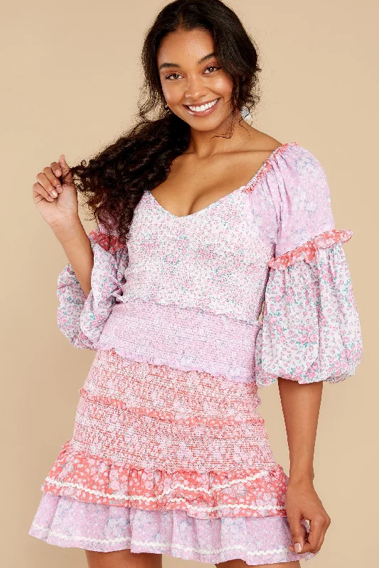 Ensley Mini Dress In Strawberry Melange Elegant Lace Mini Dress