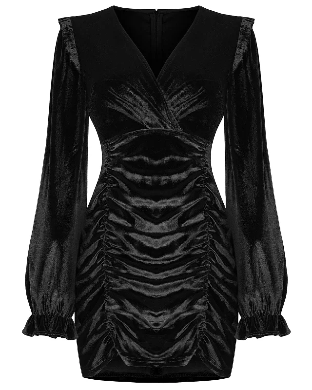 Punk Rave Daily Life Urban Occult Dark Lolita Velvet Mini Dress Trendy Denim Mini Dress