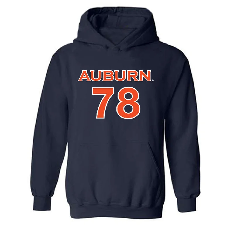 Auburn - NCAA Women's Soccer : Jenna Sapong - Navy Replica Shersey Hooded Sweatshirt Hoodie with Emblem Brand Identity Auburn - NCAA Women's Soccer : Jenna Sapong - Navy Replica Shersey Hooded Sweatshirt Hoodie with Emblem Brand Identity