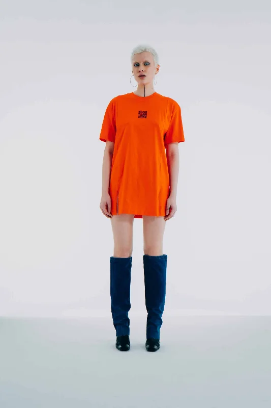 QR Code Mini Dress Orange Flame Classic Striped Mini Dress