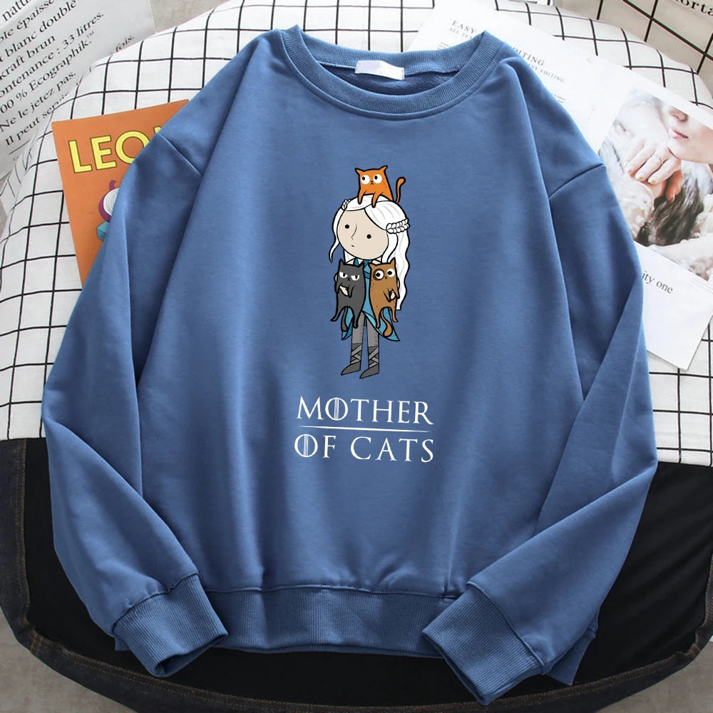 Winter Fashion Pullover For Women Cartoons Mother Of Cats Print Hoody Warm Crewneck Sweatshirt Loose Fleece Female Streetwear Hoodie with Puffed Sleeves Voluminous Trendy Winter Fashion Pullover For Women Cartoons Mother Of Cats Print Hoody Warm Crewneck Sweatshirt Loose Fleece Female Streetwear Hoodie with Puffed Sleeves Voluminous Trendy