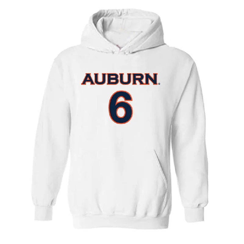 Auburn - NCAA Women's Soccer : Becky Contreras - White Replica Shersey Hooded Sweatshirt Hoodie with Lace Feminine Delicate Auburn - NCAA Women's Soccer : Becky Contreras - White Replica Shersey Hooded Sweatshirt Hoodie with Lace Feminine Delicate