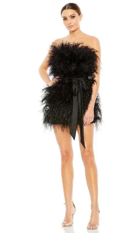 Mac Duggal A11436 - Feathered Sheath Cocktail Dress Tunics Short Trendy