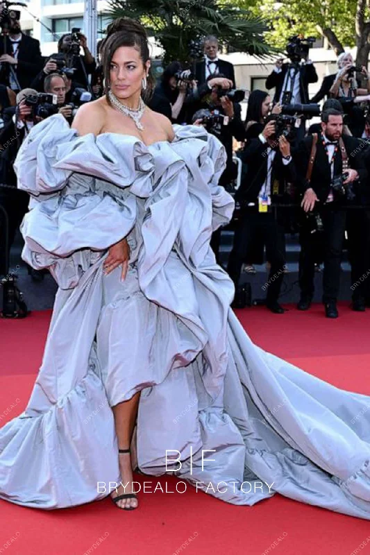 Ashley Graham 2023 Cannes Film Festival Red Carpet Blue Dress Elegant Long Evening