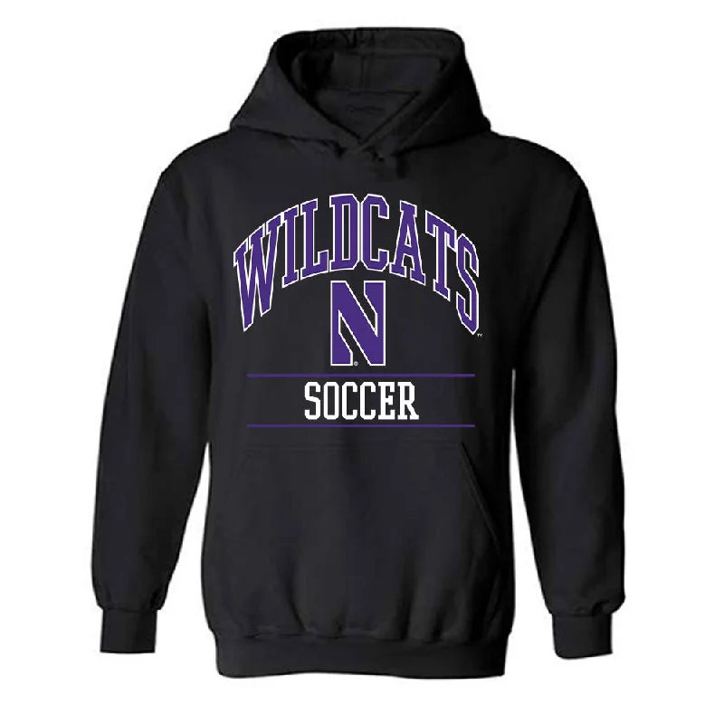 Northwestern - NCAA Women's Soccer : Reiley Fitzpatrick - Classic Shersey Hooded Sweatshirt Hoodie with Mock Neck Collared Structured Northwestern - NCAA Women's Soccer : Reiley Fitzpatrick - Classic Shersey Hooded Sweatshirt Hoodie with Mock Neck Collared Structured