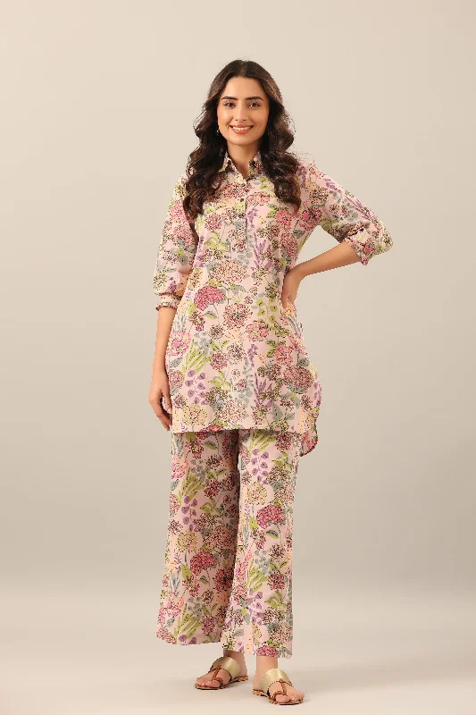 NOZ2TOZ Women White Printed Viscose Rayon Kurta And Pant Set Casual Lounge Pants