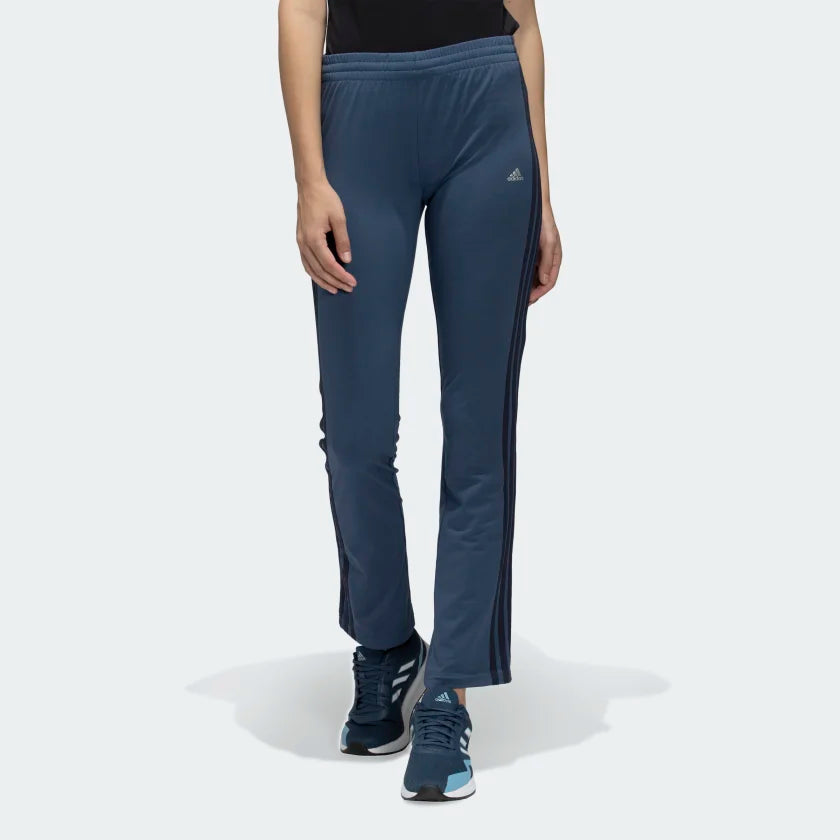 Adidas Women Black 3 Stripes Yoga Track Pants Fashionable Button-Up Pants
