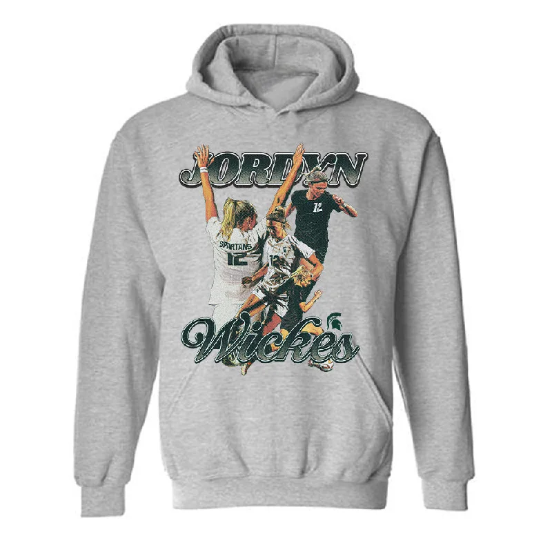 Michigan State - NCAA Women's Soccer : Jordyn Wickes - Hooded Sweatshirt Individual Caricature Hoodie with Crew Neck Simple Timeless Michigan State - NCAA Women's Soccer : Jordyn Wickes - Hooded Sweatshirt Individual Caricature Hoodie with Crew Neck Simple Timeless