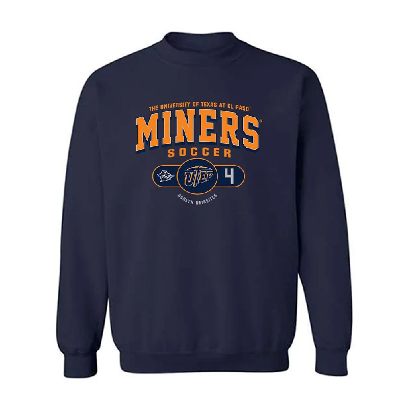 UTEP - NCAA Women's Soccer : Ashlyn Neireiter - Navy Classic Fashion Shersey Sweatshirt Hoodie with Distressed Vintage Worn UTEP - NCAA Women's Soccer : Ashlyn Neireiter - Navy Classic Fashion Shersey Sweatshirt Hoodie with Distressed Vintage Worn
