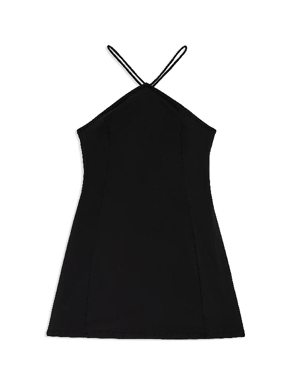 Verona Dress- Black Beauty Crew Neckline Sporty