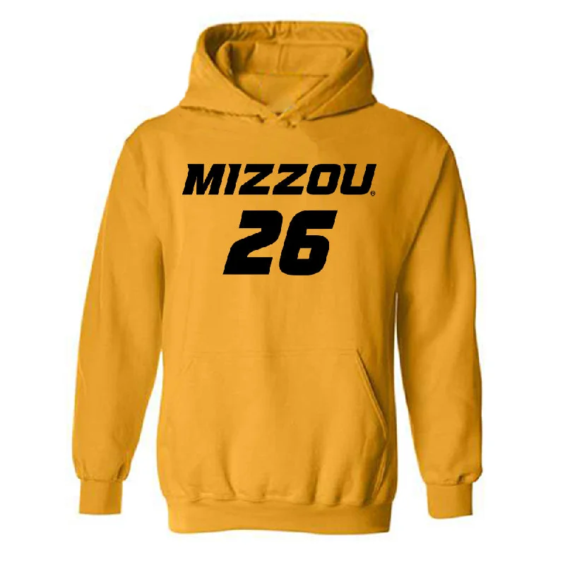 Missouri - NCAA Women's Soccer : Keegan Good - Gold Replica Shersey Hooded Sweatshirt Hoodie with Full-Zip Functional Layering Missouri - NCAA Women's Soccer : Keegan Good - Gold Replica Shersey Hooded Sweatshirt Hoodie with Full-Zip Functional Layering